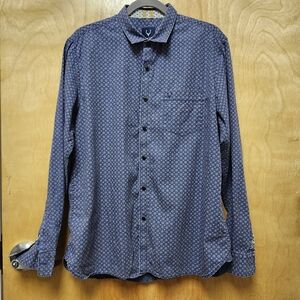 Allen Solly Men's Shirt Button Up Size 44 Modern Slim Fit Long Sleeve Blue